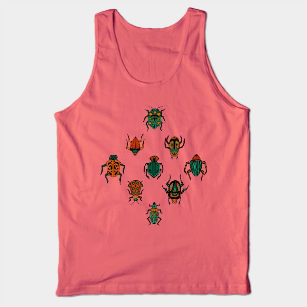 Beetle Pattern | Tropical Insects Pattern Tank Top by InkHiveCreative